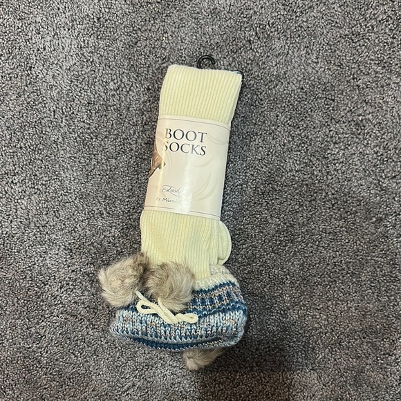 Cream Boot Socks with Knit Accents - Picture 1 of 1